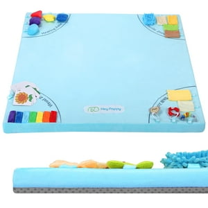 Alfombra De Juegos Para Bebés Heypappy Con 4 Zonas De Desarrollo Sensorial, Color Azul