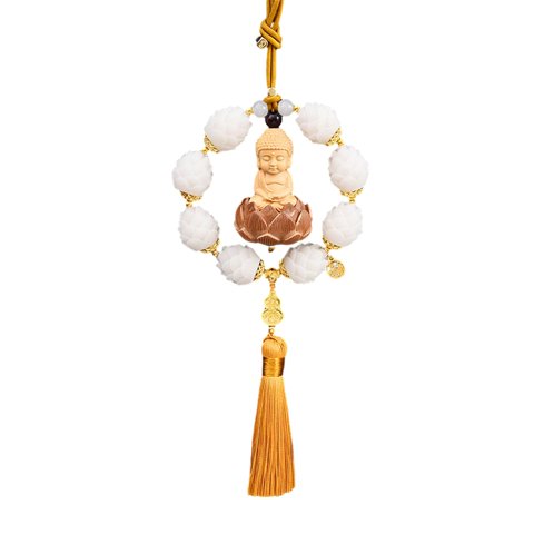 Ioensy - Estatua De Buda Colgante De Coche Auto Interior Cuelga Borla Coche Colgante Decoración Amarillo