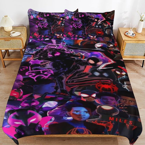 Into The Spider-Verse Bedding Sets Ultra Soft Skin-Friendly Duvet Cover 3 Piece, Cute Comforter Cover Bed Set for Boys Girls Kids