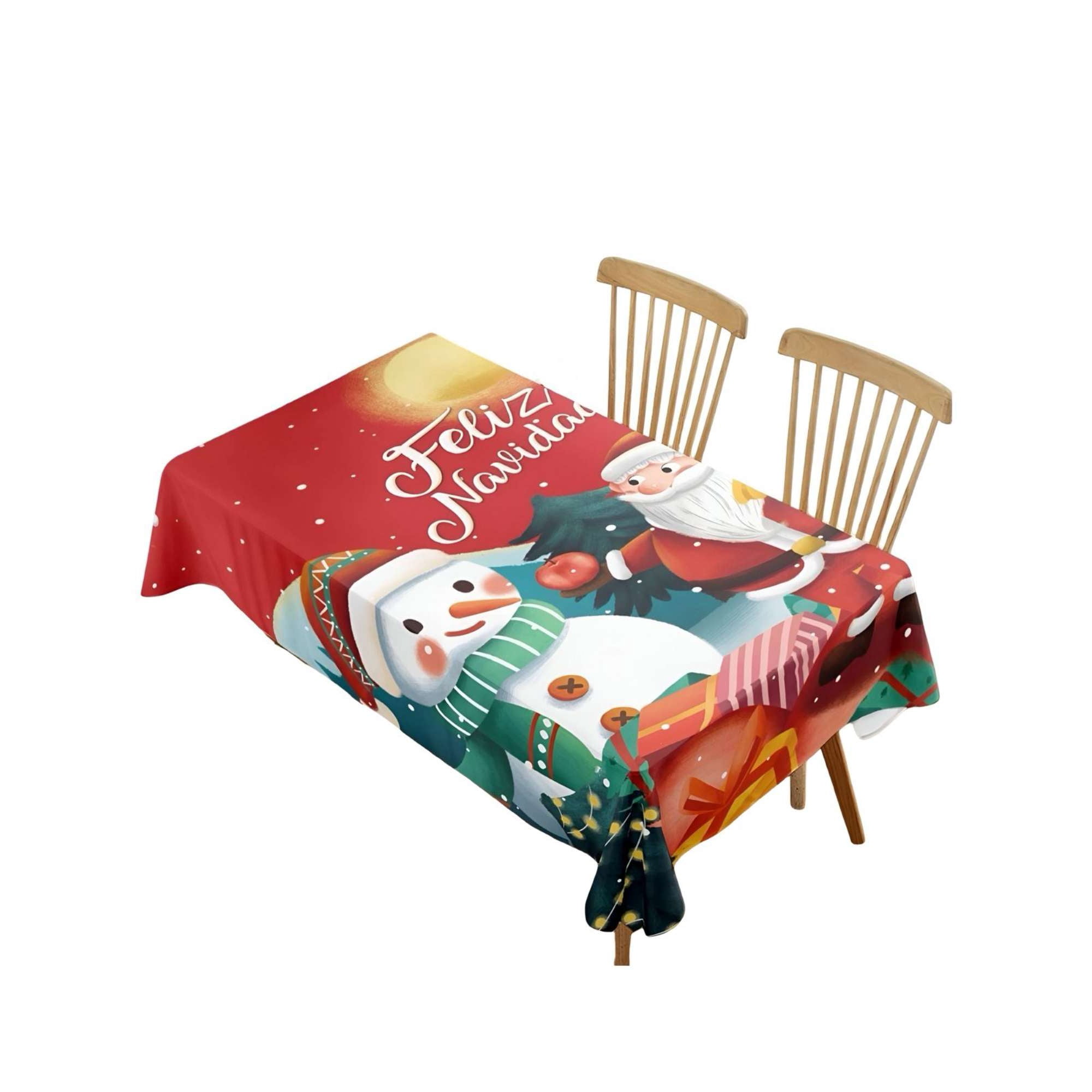 Tengfei - Mantel De Navidad Antimanchas Muñeco De Nieve