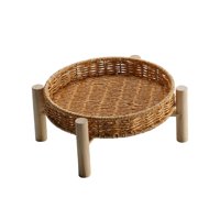 Magideal - Cesta De Almacenamiento De Verduras De Ratán Cestas De Almacenamiento Cestas De Cesta De Mimbre Bandejas De Pan De Mimbre Redondas De Plástico Para Fr 22×10×4Cm