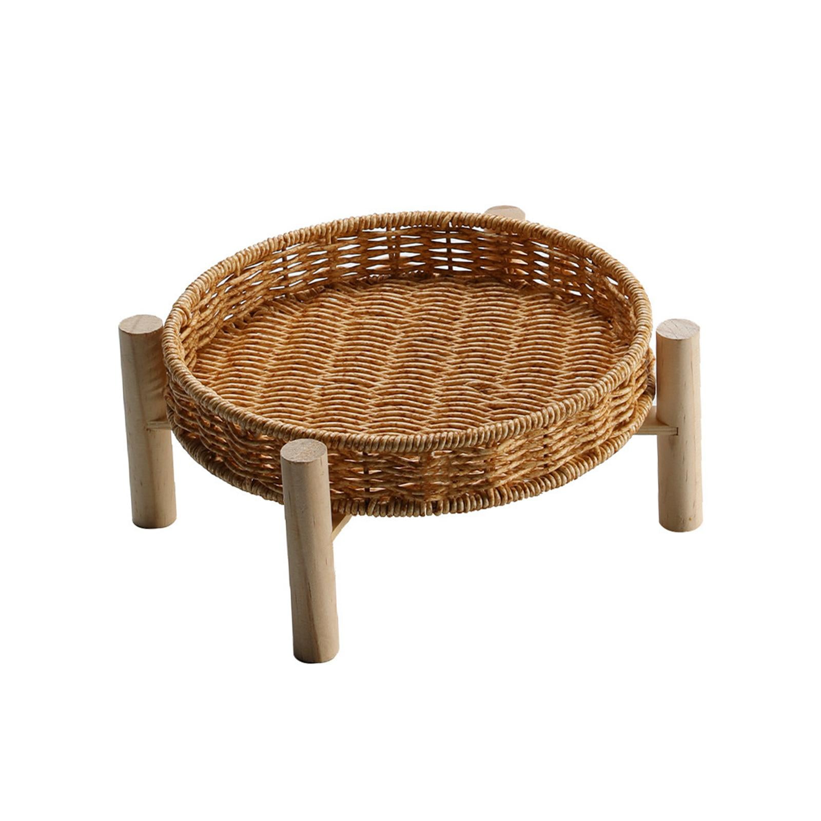 Magideal - Cesta De Almacenamiento De Verduras De Ratán Cestas De Almacenamiento Cestas De Cesta De Mimbre Bandejas De Pan De Mimbre Redondas De Plástico Para Fr 22×10×4cm