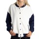 thumbnail image 2 of Jess por Meiko Chaqueta de Mujer Color Bloqueado Mangas Largas Botón a Presión Clásica Chaqueta Universitaria XS Beige, 2 of 5