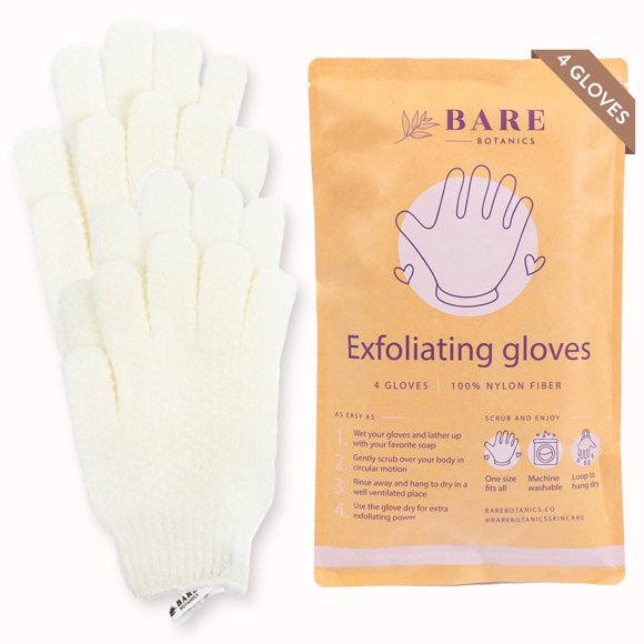 Guantes Exfoliantes BARE BOTANICS Paquete de 4