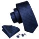 thumbnail image 2 of Set de Corbata Barry.Wang de Seda a Cuadros 150 cm con Pañuelo y Gemelos, 2 of 5