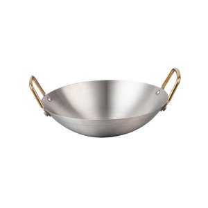 Magideal - Olla De Acero Inoxidable Para Cocinar Wok, Utensilios De Cocina Para Estufa, Sartén De Fondo Redondo, Olla Seca Para Freír Alimentos, Cocinar Al 24 Cm
