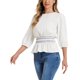 thumbnail image 4 of INSPIRE CHIC Blusas Peplum de Regreso a Clases para Mujer con Mangas Abullonadas y Cintura Fruncida Blanca XL, 4 of 6