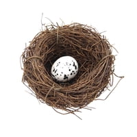 Magideal - Simulación De Nido De Pájaro De Pascua Decorado Con Huevo De Espuma De Ratán Decorativo Hecho A Mano 6Cm 1 Huevo