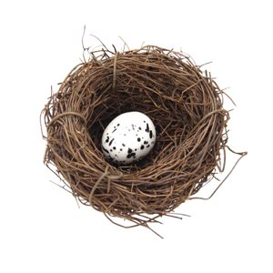 Magideal - Simulación De Nido De Pájaro De Pascua Decorado Con Huevo De Espuma De Ratán Decorativo Hecho A Mano 6Cm 1 Huevo