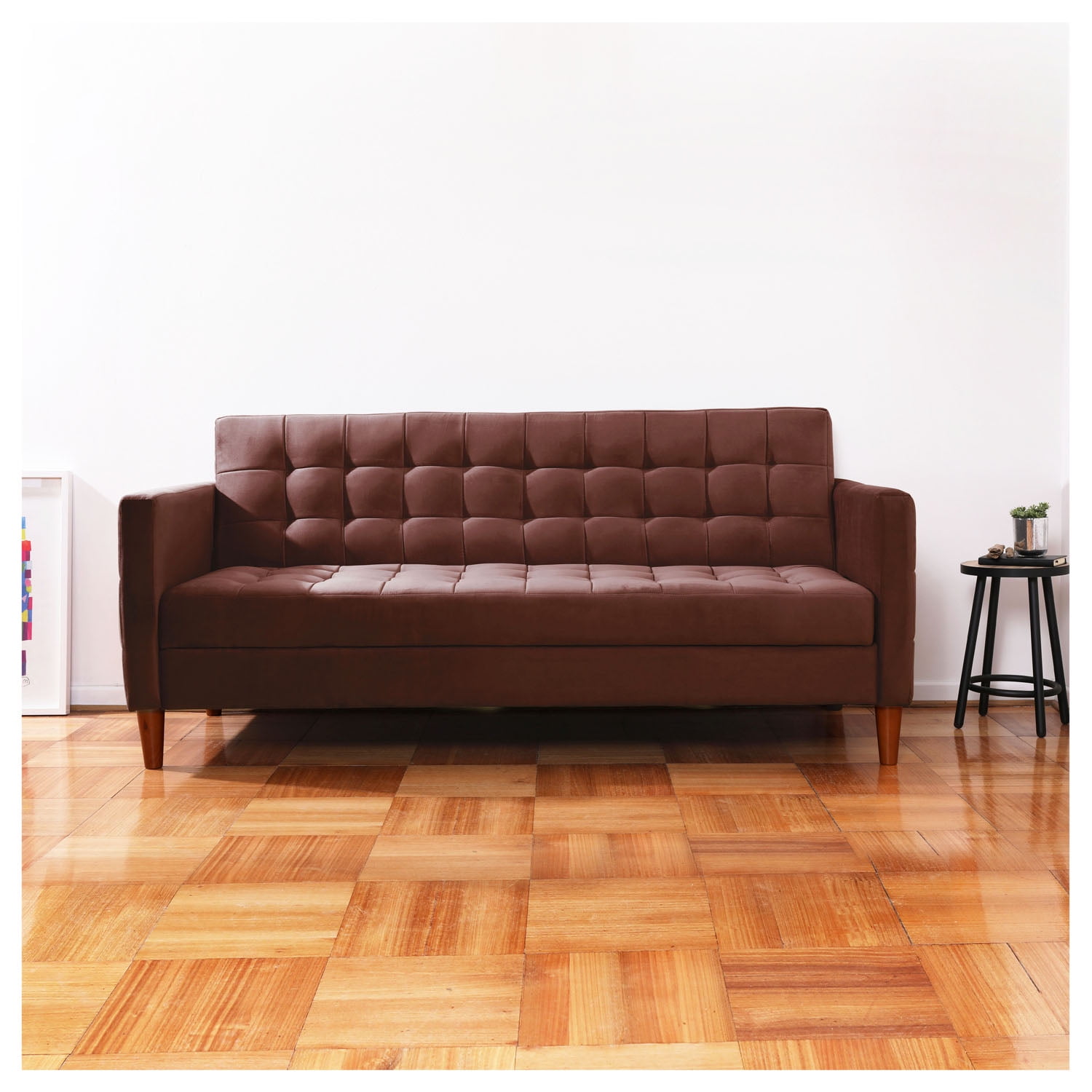 Latam Home - Futón Sofá Cama Genova Tela Velvet Chocolate