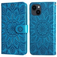 Funda Tipo Cartera Foxdock Para Iphone 13 Mini , Diseño Girasol En Relieve, Cuero Pu, Cierre Magnético, Soporte Y Tarjetero