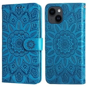 Funda Tipo Cartera Foxdock Para Iphone 13 Mini , Diseño Girasol En Relieve, Cuero Pu, Cierre Magnético, Soporte Y Tarjetero
