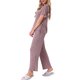thumbnail image 4 of INSPIRE CHIC Conjunto de Pijama para Mujer de Punto Acanalado con Manga Corta, Parte Superior con Abertura Lateral y Pantalones, Conjunto de Dos Piezas para Estar en Casa con Bolsillos S Púrpura, 4 of 5