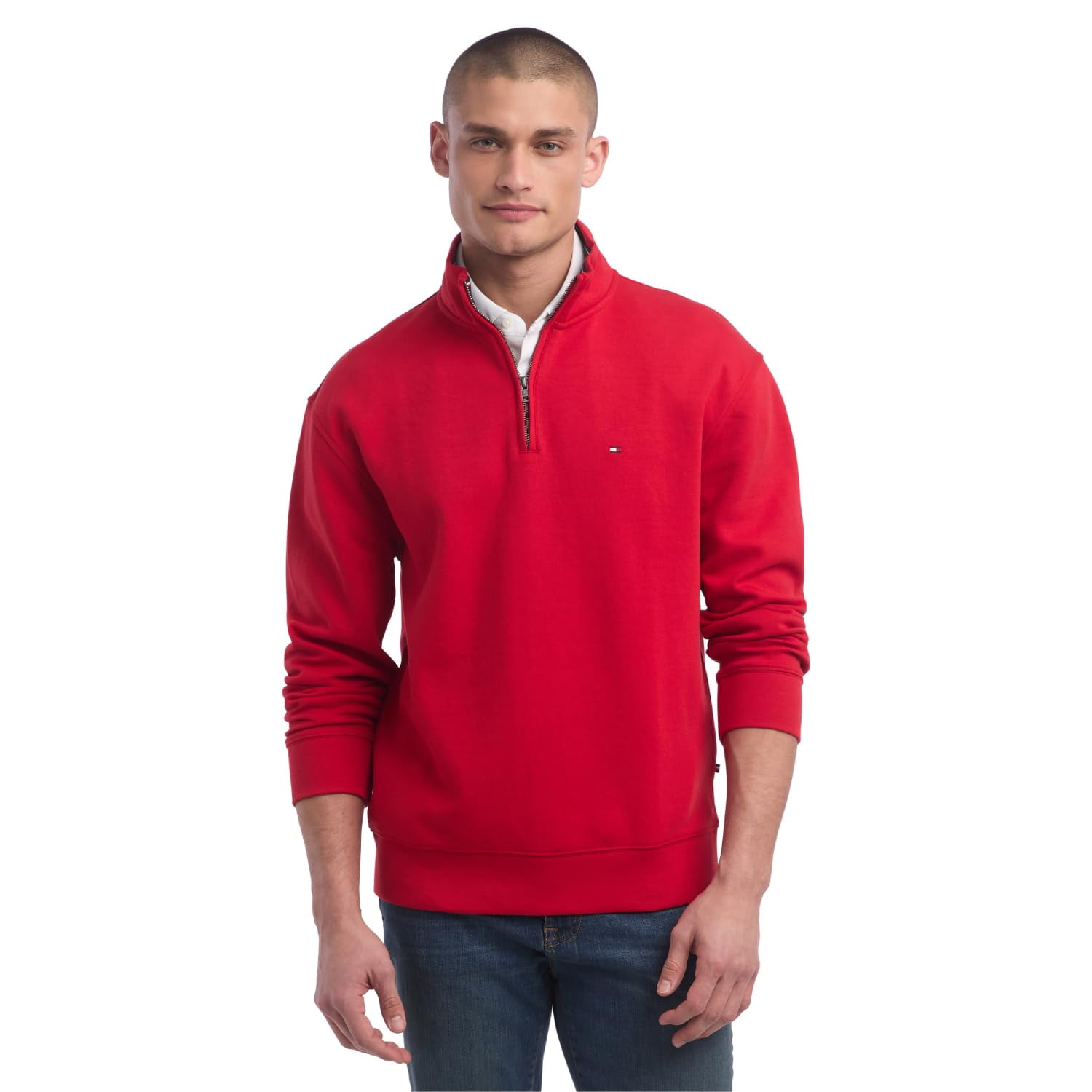 Sudadera Tommy Hilfiger Para Hombre, Manga Larga, Forro Polar, Color Rojo Xl