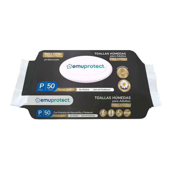 Toallitas Húmedas Emuprotect para Adultos, 50 Un