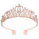 thumbnail image 1 of Xiao Hua Corona de Diamante en Oro Rosa Princesa Elegante Corona con Peine Tocado para Mujer Nupcial Boda Baile Fiesta de Cumpleaños Tocado, 1 Pieza, 1 of 4