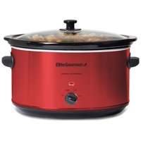 Olla De Cocción Lenta Elite Gourmet Mst-900Rxt# Eléctrica De 8.5 Cuartos De Galón, Color Rojo Metálico