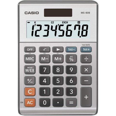 Casio Ms-80B Calculadora De Escritorio Con Función Estándar, Negro