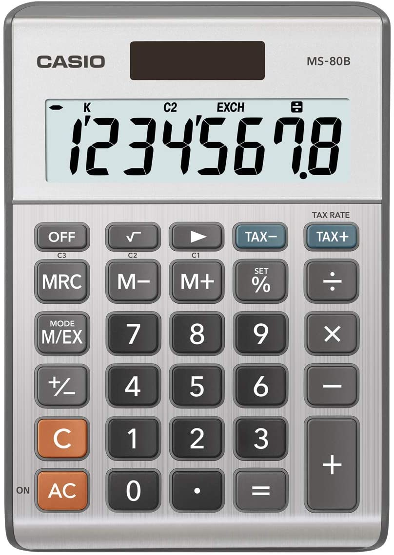 Casio Ms-80B Calculadora De Escritorio Con Función Estándar, Negro