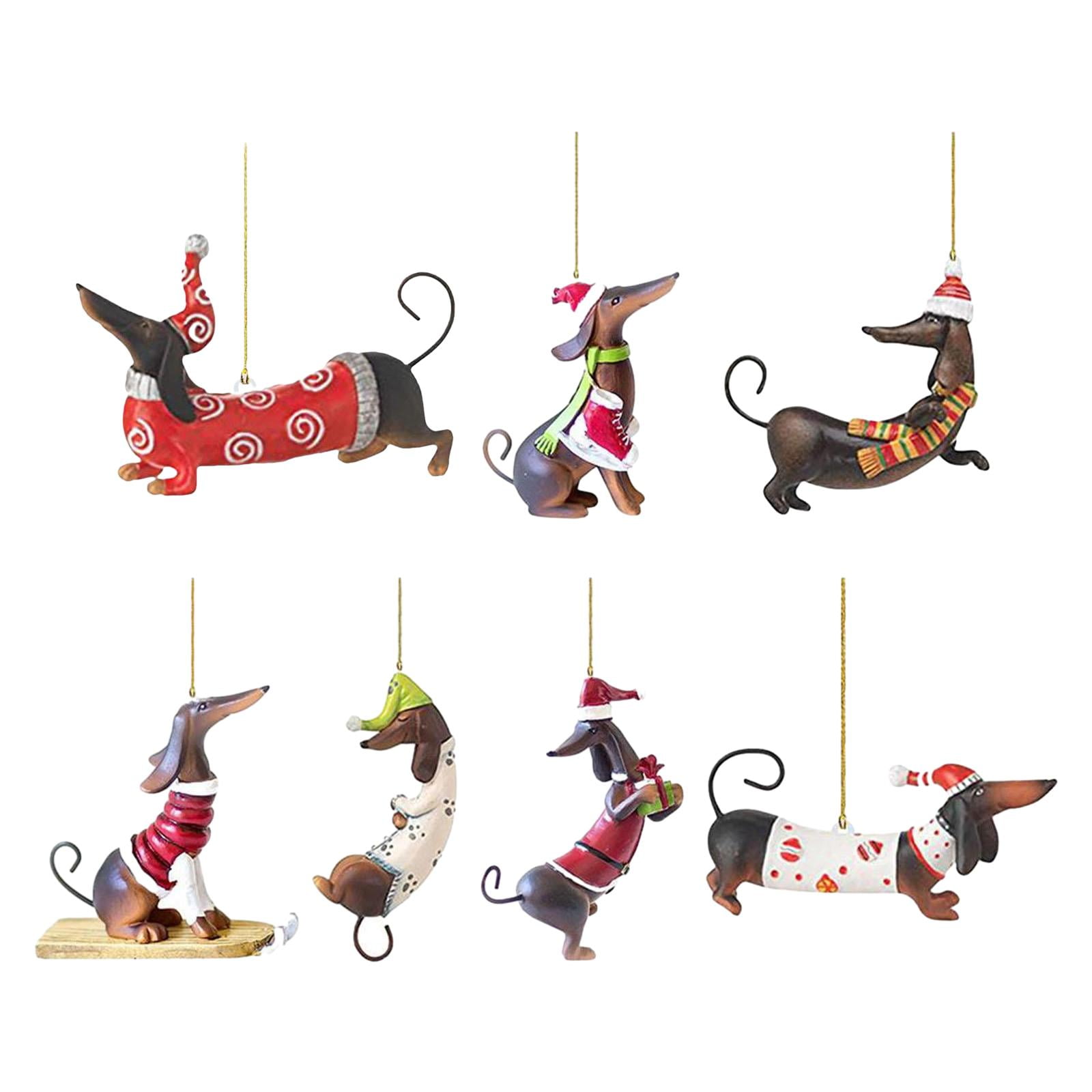 Magideal - 7x Decoraciones Navideñas Para Perros, Regalos De Navidad, Estatuas De Perros, Decoración Para Fiestas Navideñas, Decoraciones Para Árboles De Navidad