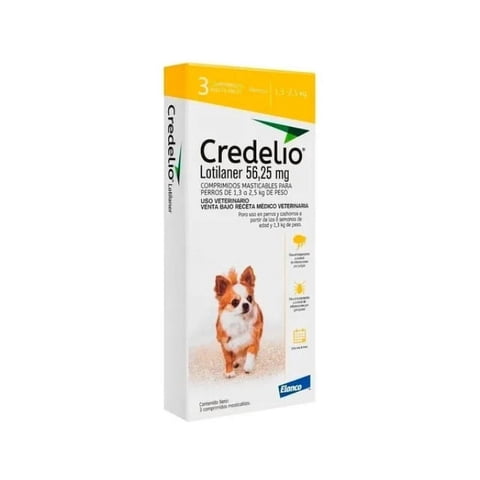 Elanco - Credelio Antiparasitario Perro 1.3-2.5Kg Comprimido 56,25 Mg