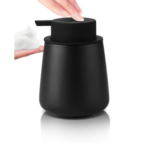 Dispensador de jabón en espuma para manos Lareina Ceramic 350 ml, color negro
