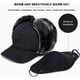 thumbnail image 3 of Gorro de invierno 3 en 1 para hombre y mujer, resistente al viento, con orejeras, gorro de piel sintética Lei Feng, extraíble, antinieve y frío, color negro., 3 of 7