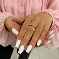 Press On Nails Joyvvew - Cuadrado Para Mujer, Color Blanco, Mediano Y Largo