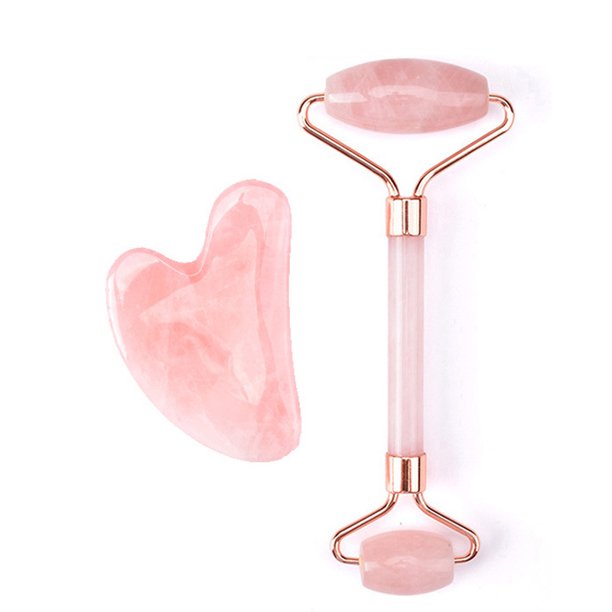 Non Jade Gua Sha Massager Pink Set Facial Beauty Scraper Health Care Scraping Board Muscle Gua Sha Roller Massager for Face Neck