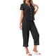 thumbnail image 4 of INSPIRE CHIC Conjunto de Pijama de Manga Corta para Mujer con Botones para Lactancia, Pantalones Capri y Bolsillos S Negro, 4 of 6