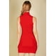 thumbnail image 3 of Saronite Vestido Corto Ajustado sin Mangas con Cuello Alto y Canalé Basics, Rojo (para Mujer), 3 of 5