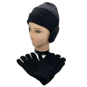 Mercado Ideas - Set Gorro Beanie + Guantes De Lana + Orejera Polar Para Jovenes Y Adulto Unisex