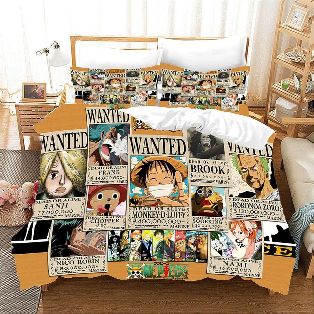 ONE PIECE Animation Fans Birthday Gift Quilt Duvet Cover Set Double3 - Piece Bedding Set