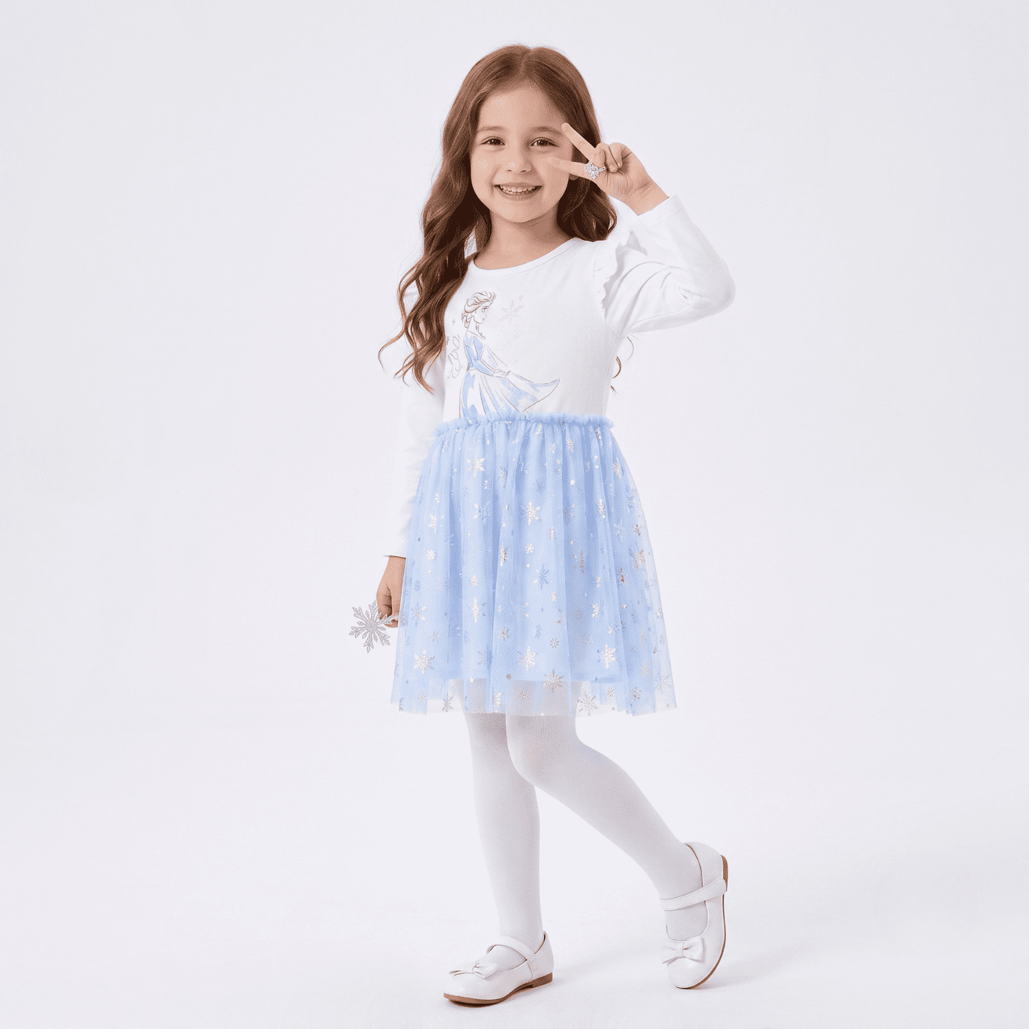Vestido Tul Niña Elsa Disney Celeste