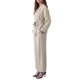 thumbnail image 4 of INSPIRE CHIC Conjunto de 2 Piezas para Mujer, Top con Cuello, Manga Larga, Escote en V y Lazo Frontal, Pantalón de Pierna Ancha, Talla Grande, Albaricoque, 4 of 5