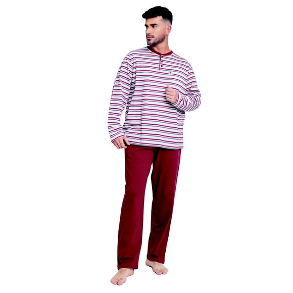 Pijama algodón estampado lineas abotonado 2612072 - L