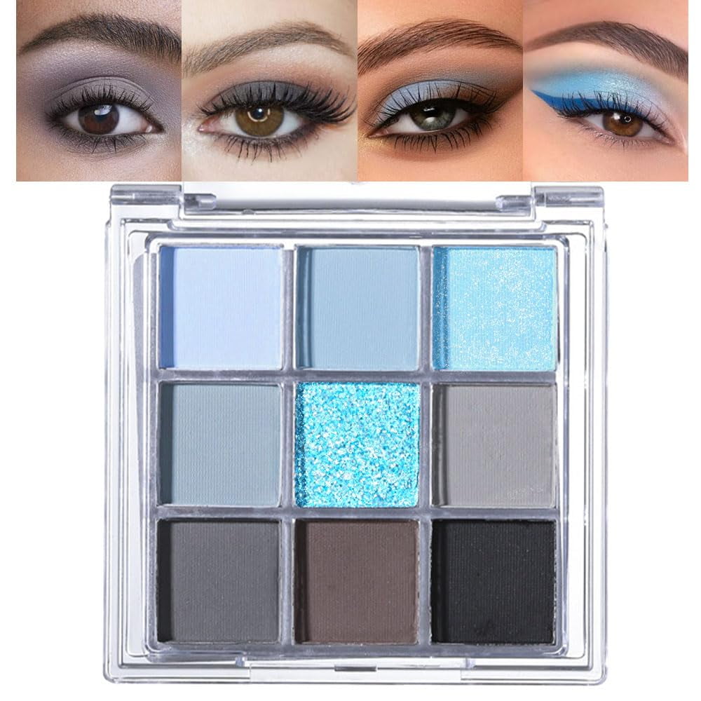 Paleta De Sombras De Ojos Cakaila 9 Colores Azul Gris Impermeable