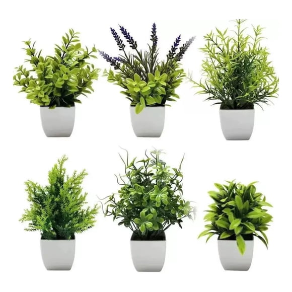 6pzs Plantas Flores Artificiales Macetas Decorativas Bonsai
