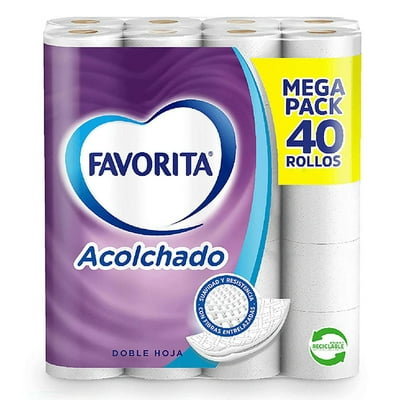 Papel Higiénico Acolchado Doble Hoja 22 M 40 Un Favorita