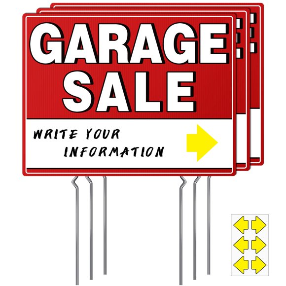 Carteles para Venta de Garage ISIYHCC 43x33 cm Resistente al Clima Paquete de 3