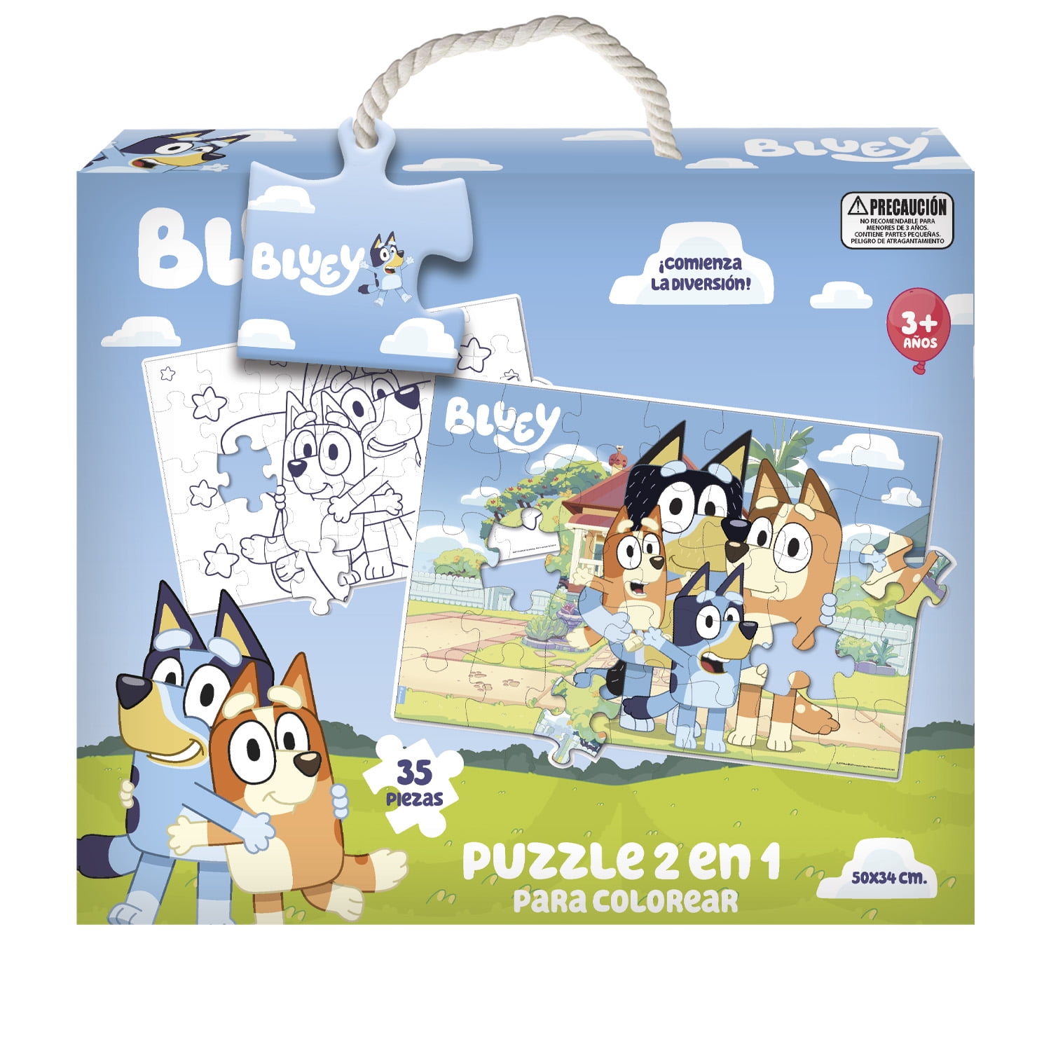Puzzle 35 Piezas 2 En 1 Para Colorear Bluey