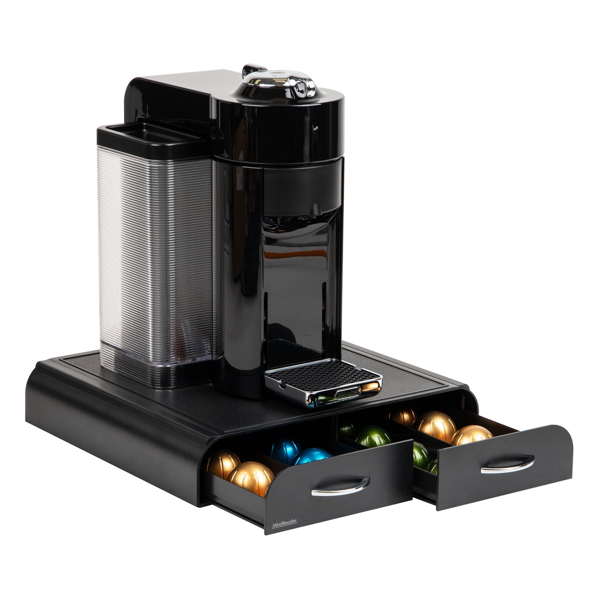 Organizador De Cápsulas De Café Mind Reader, 2 Cajones Para 18 Cápsulas Vertuoline O 72 Cápsulas Originales De Nespresso, Color Negro