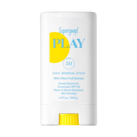 Protector solar en barra mineral Supergoop! PLAY SPF 50 20 mL resistente al agua