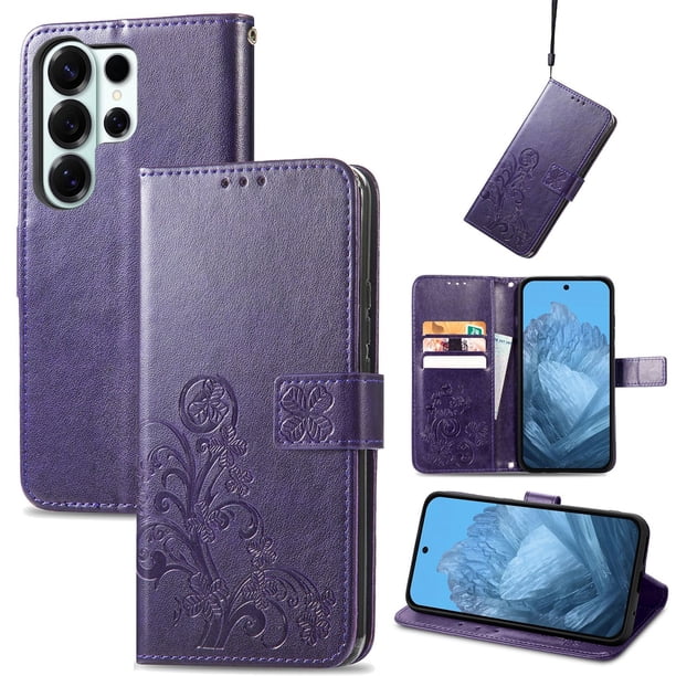 Funda Sintética FOXDOCK para Samsung Galaxy S26 Ultra | Función de Billetera y Soporte | Ultratección Completa-Púrpura