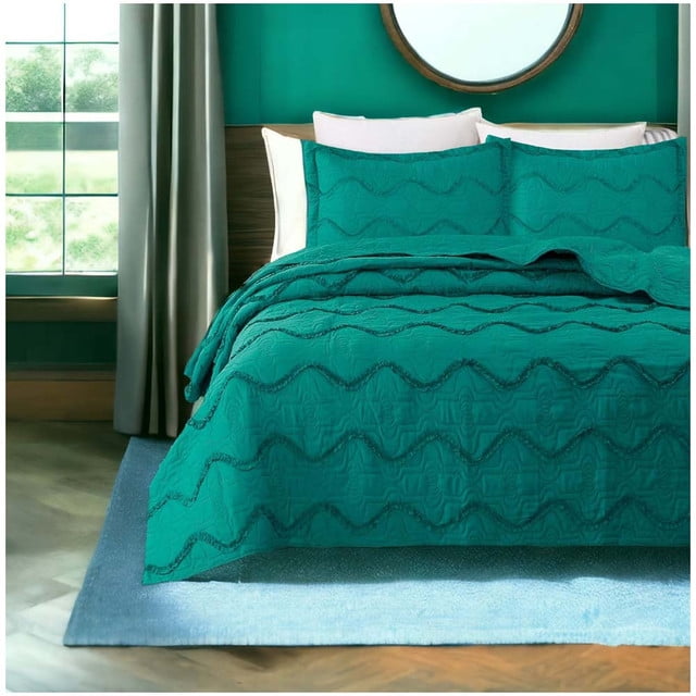 Top Lucky - Cubrecama Bordado Premiun 2 Plazas Turquesa