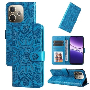 Funda Tipo Cartera Foxdock Para Oppo A5 Pro , Diseño Girasol En Relieve, Cuero Pu, Cierre Magnético, Soporte Y Tarjetero