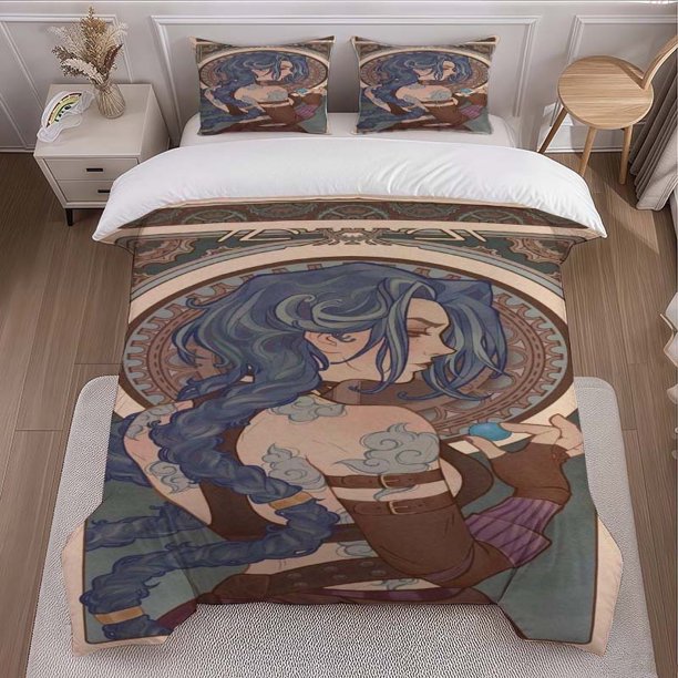 Jinx Vintage Art Retro Bedding Set Soft and Comfortable All-Season Duvet Cover and Pillowcase Set
