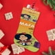 thumbnail image 4 of Mafalda Tema: Calcetines de Navidad, fino lino blanco para colgar en escaleras y chimenea, decoración navideña para el hogar, regalo de Navidad. 45cm × 32cm, 4 of 5