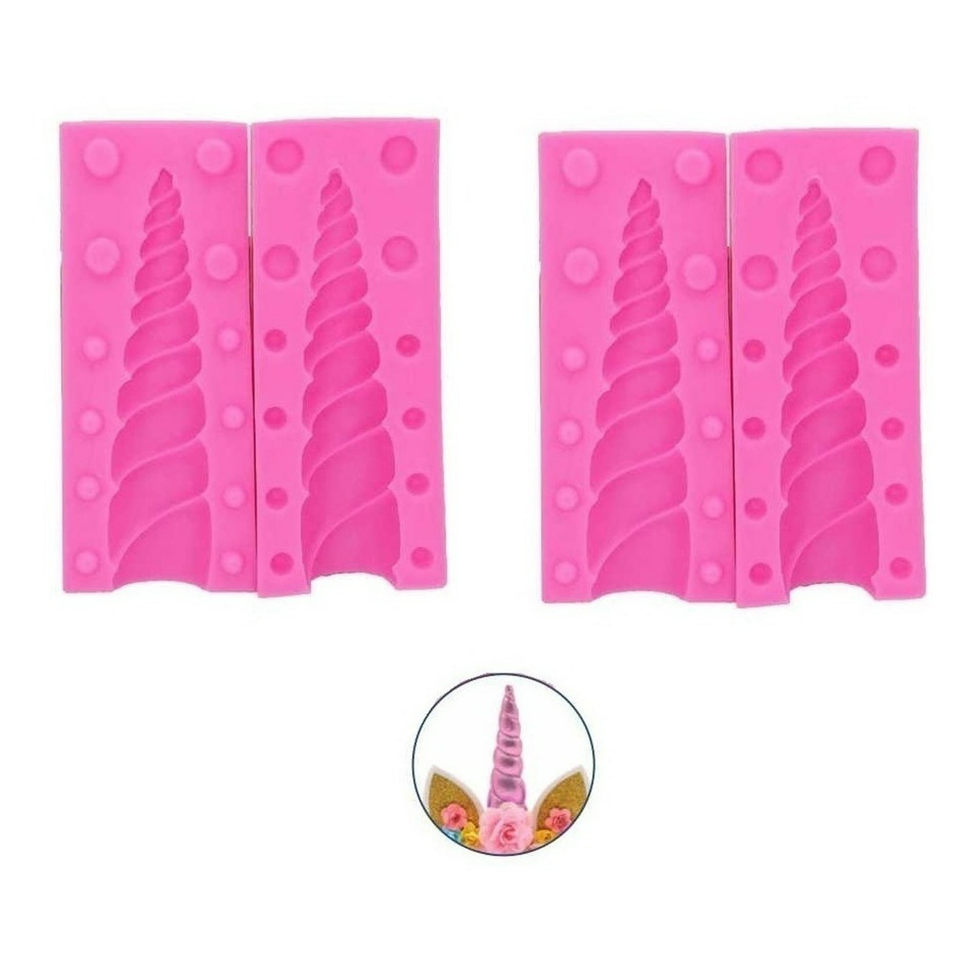 Genérico - Pack X2 Moldes Silicona Molde Fondant Molde Unicornio Cacho