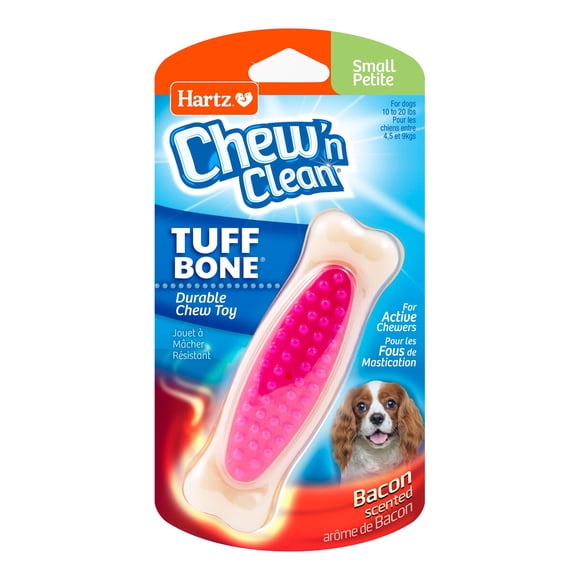 Juguete Masticable Perro Hartz Chew n Clean Tuff Bone Pequeño Bacon